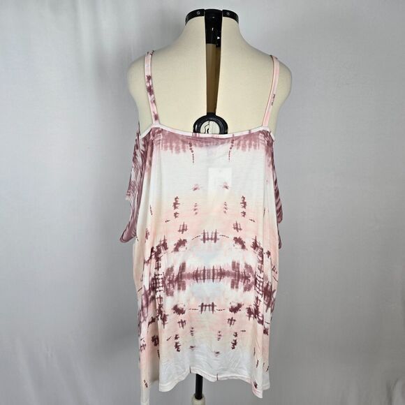 Bloomchic T-Shirt Women's 4X Tie Dye Asymmetrical Hem Cami Dusty Pink NWT - Picture 3 of 8